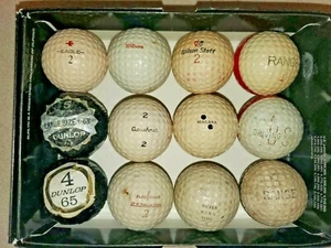 12 Vintage Golfbälle -- Wilson, Bridgestone, Silver King, US Tire & Rubber Co. - Bild 1 von 2