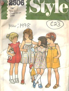 1978 Childrens Vintage Sewing Pattern S2 B21 DRESS (C23) - Picture 1 of 2