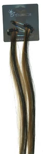 2 Haarverlängerungen Synthetik Rot Getönt Blond & Schwarz Haar 14" L Clip On in USA - Bild 1 von 3
