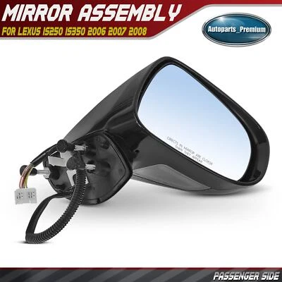 Espejo retrovisor eléctrico negro liso para pasajeros con calefacción para Lexus IS250 IS350 2006-2008 Foto 1 de 4