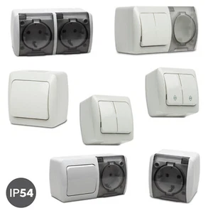 AP Steckdose Feuchtraum Steckdosen Schalter Serienschalter Taster IP54 ELBI - Bild 1 von 14