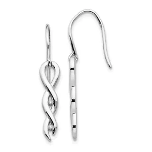 38mm White Ice Sterling Silver Diamond Twist Dangle Shepherd Hook Earrings - Picture 1 of 7