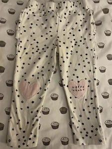 CAT & JACK White RUFFLE BOTTOM LEGGINGS Blue Shapes HAPPY HEART KNEES 18M 🩷 - Picture 1 of 4