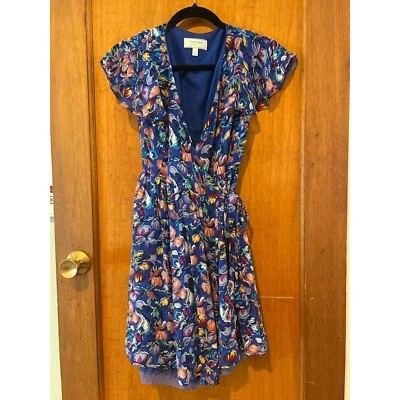 Vestido de seda envolvente Moulinette Soeurs talla 0 azul antro multi floral xxs aleteo Foto 1 de 4