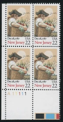 US - 1987 Ratification of Constitution: New Jersey - SC# 2338 Plate Block of 4 - Image 1 of 2