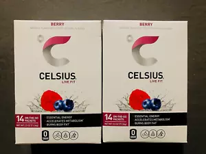 (2) New Boxes CELSIUS On-The-Go Powder Stick Energy Packs/ Berry - Picture 1 of 1