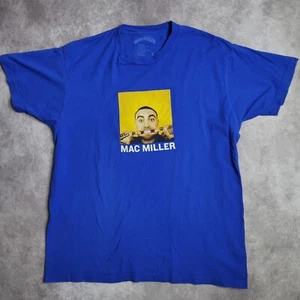 Mac Miller 2017 Authentic Popular Face Blue T-Shirt Size Large Rap Music Tour - Picture 1 of 6