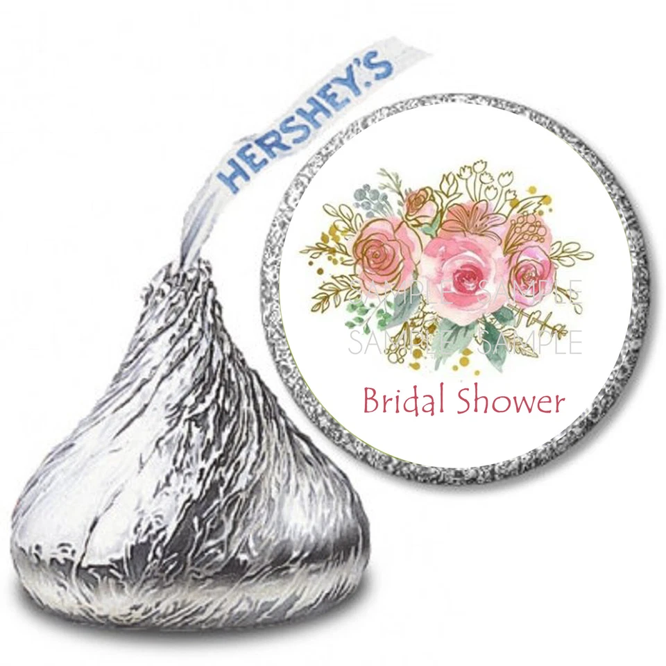 108 Floral Bridal Shower Hershey Kiss Labels Kiss Stickers Flower Candy Wrappers - Image 1 of 1