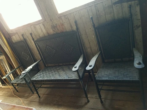 Set Antique 19th Century Wicker For Porch Or Den chairs + Setee  under porch Cover