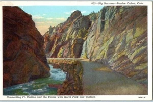 Cartolina Big Narrows Poudre Canon Colorado anni 40 - Foto 1 di 2