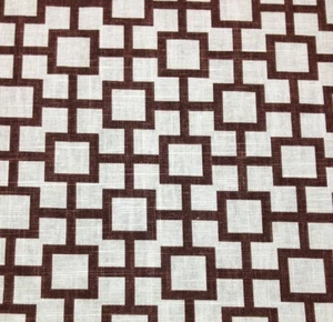 ROBERT ALLEN CATS CRADLE AMBER BROWN #D4011 Geometric Squares Linen Fabric BY YD - Picture 1 of 5