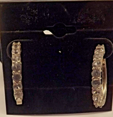 Jane Seymour (JWBR) Sterling Silver White Topaz Hoop Earrings - Image 1 of 4