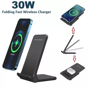 30W Fast  Wireless Charger Charging Station For Samsung S21 S20 S10 S9 Note 20 - Picture 1 of 12