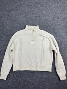Bohme Pullover Sweater Women's XS Ivory Mock Neck Ribbed Trim Raglan Sleeve NWT - Picture 1 of 7