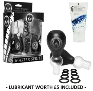 Master Series Pyramids Nipple Enlarger Bulbs w/ O Rings Nipple Sucker Kit + LUBE - Picture 1 of 3