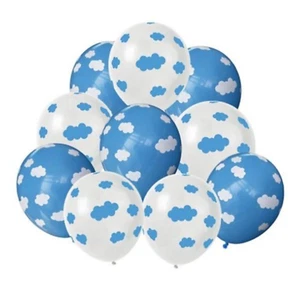 12 PACK White & Blue Sky Clouds Balloons, Birthday or Baby Shower Party Decor - Picture 1 of 1