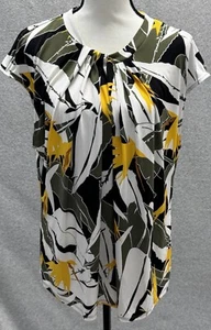 Liz Claiborne Ladies Top  Zip Back Stretch Blouse Sleeveless Yellow Green XL. - Picture 1 of 13