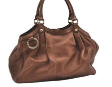 Authentic GUCCI Sukey Vintage Shoulder Tote Bag Leather 211944 Brown 1960J