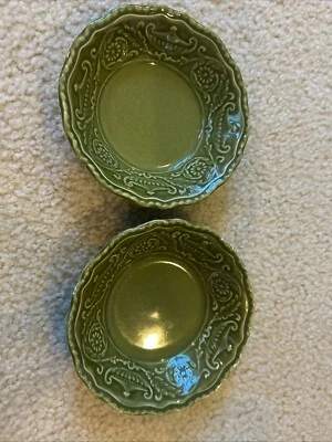 Canonsburg REGENCY Green Ironstone Sauce / Dessert Bowls * Set of 2 * EXC 5 3/8" - Image 1 of 4