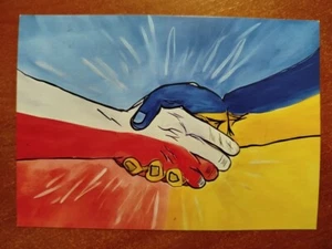 AK Polen Solidarität mit der Ukraine Unterstützung für die Ukraine hat die Post übergeben - Bild 1 von 2