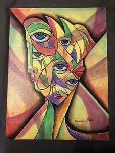 RICARDO MAYA PAINTING 1 Of A Kind! CUBAN ARTIST ABSTRACT PORTRAIT EXPRESSIONISM - Picture 1 of 4