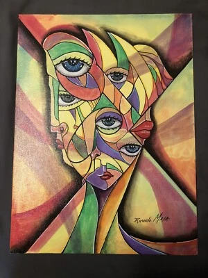 RICARDO MAYA PAINTING 1 Of A Kind! CUBAN ARTIST ABSTRACT PORTRAIT EXPRESSIONISM - Image 1 of 4
