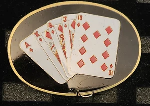 Inserti fibbia ottone ROYAL FLUSH (SOLO) anni 80 nos vintage per fibbia cintura - Foto 1 di 1