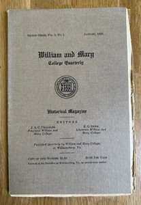 1923 William & Mary Quarterly V3 #1 US History VA. Genealogy Fort Henry - Picture 1 of 14