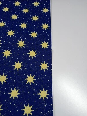 Fabric 26" x 22" Blue Background with Beige Stars 100% Cotton NEW - Image 1 of 2