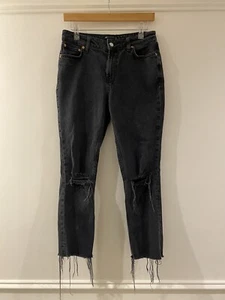 Asos Design Petite Design Black Jeans Distressed Knees Waist 30 Leg 28 - Picture 1 of 12