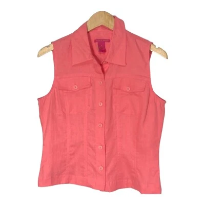 Top de lino Sunny Leigh para mujer de fácil cuidado talla M sin mangas oficina corporativa trabajo Foto 1 de 4