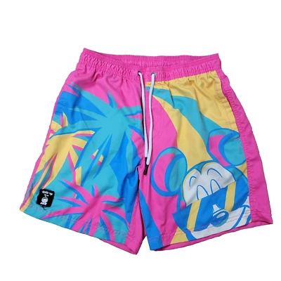Disney Mickey Mouse x Neff Mens Medium Pink Floral Swimsuit Drawstring Unlined - Image 1 of 4