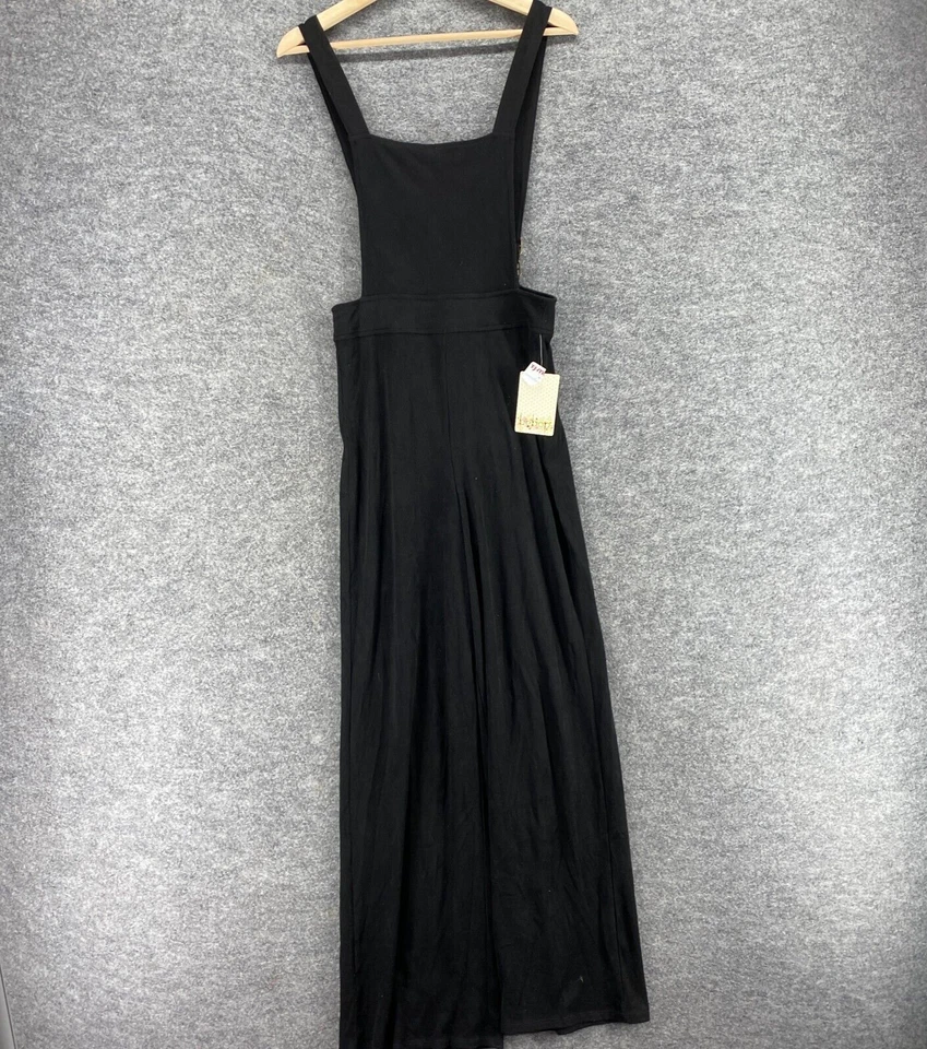 全新 Bebop 连身裤女式 M 中号黑色直筒无袖方领休闲 — 第 1/4 张图片