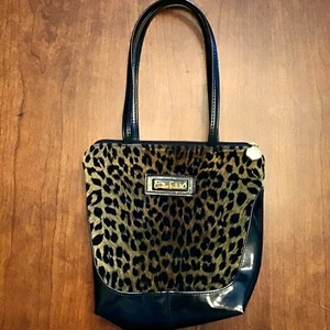 Striking Vintage Carlos Falchi Leopard Print and Patent Leather Handbag - Picture 1 of 8