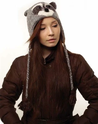 MASCARA MAPACHE SOMBRERO Calidad Adulto TEJIDO Gorra Esquí Disfraz FORRADO Mapache Delux Etiqueta Marca Foto 1 de 4