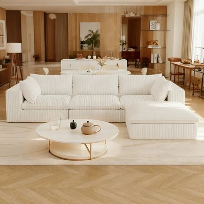 118" Cloud Couch 3-Seater Sectional Modular couch with Ottoman for Living Room - Image 1 of 4