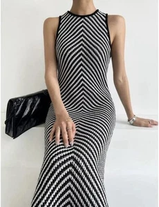 House of Harlow 1960 Navy/White Crochet Maxi Dress, Women's Small - Picture 1 of 6