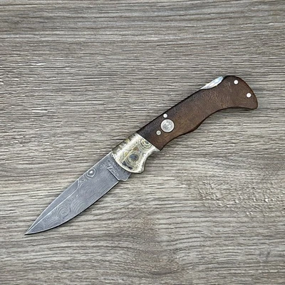 Navaja de bolsillo plegable vintage Boker Damast Alemania Damasco 3" con bloqueo Foto 1 de 4