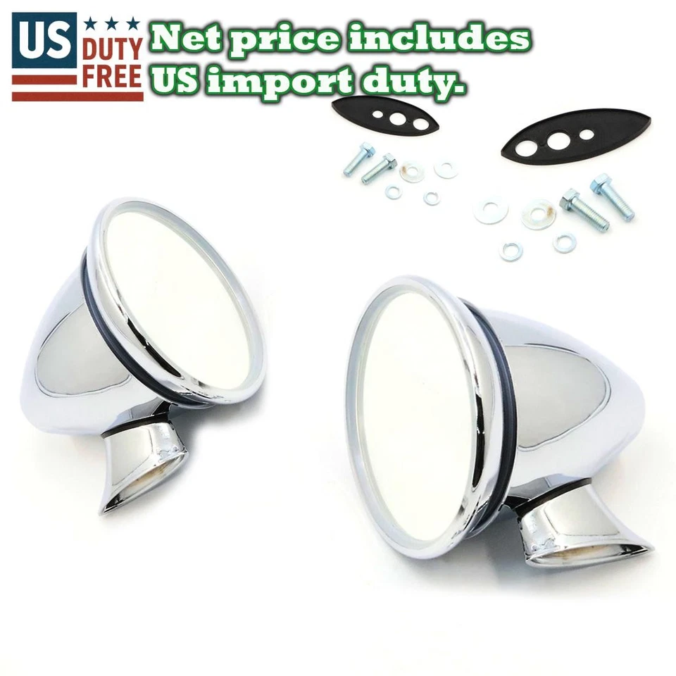 NUEVO PAR DE ESPEJOS RETROVISORES CROMADOS 2 PIEZAS IZQUIERDA DERECHA Para LANCIA AURELIA 1950-1958  Foto 1 de 4