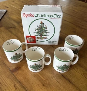 Spode Christmas Tree Tom And Jerry Mug Set Of 4 In Box Made in England S3324 - Picture 1 of 10