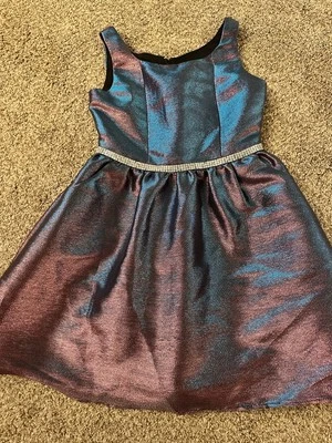 AMY BYER Vestido Niña Fiesta Vacaciones Navidad CAMBIO DE COLORES pedrería brillo talla 8 Foto 1 de 4