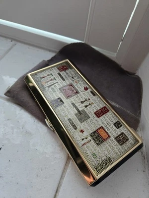 Vintage Cosmetics Box Egyptian Theme With Mirror And Contents Beautiful Dust Bag - Image 1 of 4