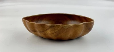 Vintage Hand Carved Wooden  Monkeypod Shell Shaped Serving Bowl - Image 1 of 4