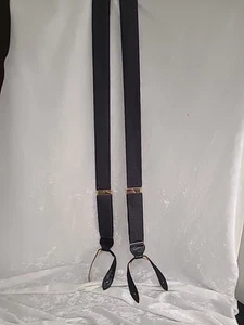 Unbranded 100% Silk Button Suspenders Black w/ Gold Colored Hardware BONUS PAIR - Picture 1 of 20