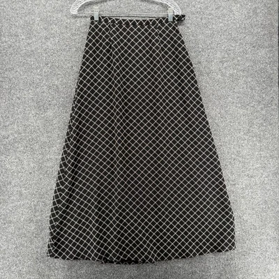 Falda Liz Claiborne para mujer 6 negra a cuadros fluida maxi larga modesta caprichosa elegante Foto 1 de 4