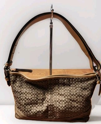 Bandolera de hombro COACH marrón firma #10945 cuero tostado Y2K Foto 1 de 4