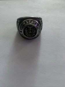 NYSP 100 Anniversary Ring Silver Steel New York State Police Centennial Sz 9 -14 - Picture 1 of 4