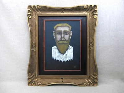 Retrato masculino surrealista pintura de hombre enmarcado arte de pared original decoración del hogar Foto 1 de 3