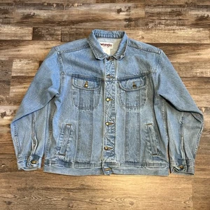 Giacca denim Wrangler robusta uomo L blu lavaggio chiaro camionista jeans abbottonata - Foto 1 di 7
