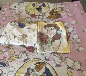 Juego de 3 sábanas dobles rosa vintage años 90 Disney La Bella Bella - Imagen 1 de 13